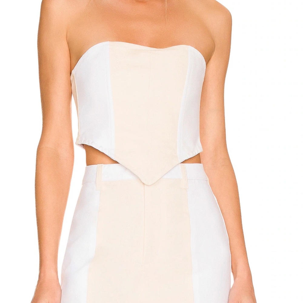 EB Denim White Strapless Denim  Skirt Set Strapless